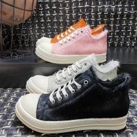 ราคา Rick Owens Low-Top Heightening Horsehair รองเท้าผ้าใบแบนผู้ชาย (41781995313)