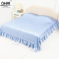 ราคา OHM ผ้าคลุมเตียงชายระบาย ผ้าซาตินแท้ 440 เส้น (เกรดพรีเมี่ยม) ขนาด 96 นิ้ว x 108 นิ้ว (สีฟ้าพาสเทล) (904868266)