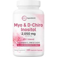 ราคา Myo-Inositol & D-Chiro Inositol 2,050มก. | 240 แคปซูลผัก + วิตามินซี โฟเลต ดีเอ็ม & โคคิว10 | อิโนซิทอล อาหารเสริมสําหรับผู้หญิง | อัตราส่วน 40:1 | สมดุลฮอร์โมนและรองรับรังไข่ | (45463363209)