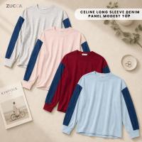 ราคา ZUCCA CELINE LONG SLEEVE DENIM PANEL MODERT TOP -MA176 (43633105035)