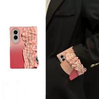 ราคา SAMSUNG น่ารักเกาหลีไล่โทนสีสีชมพูกุหลาบสีแดงกรณีที่มีสายรัดข้อมือตาข่ายสําหรับ ซัมซุง กาแลคซี z พับ8กว้าง z พับ8กว้าง z พับ8ปก (47015068081)