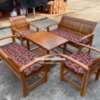 ราคา ชุดรับแขกหลังแอ่นเสริมเบาะหลุยไม้สัก ขนาดเก้าอี้ตัวยาว กว้าง 60 ยาว 120 สูง 90 ซม (22849349831)