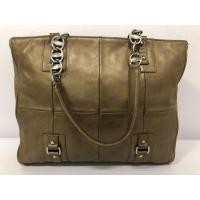 ราคา กระเป๋ามือสอง ของแท้ Salvatora Ferragamo Made in Italy หนังแท้ สีน้ำตาลทอง ขนาด 12 นิ้ว พร้อมส่ง (12391350300)