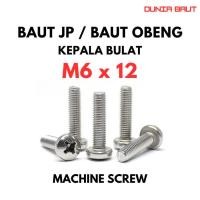ราคา JP M6X12 สกรูเครื่อง Bolt M6 X 12 หัวกระทะ 6X12 ไขควง Bolt + หัวกลมสแตนเลส SS304 (48364954189)