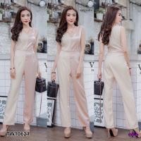 ราคา GN10621 จั๊มสูทยาวแขนกุดสีทูโทน (4410503019)