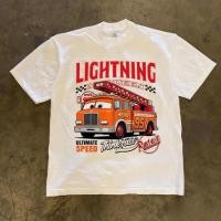 ราคา Mhwkเสื้อยืดผู้ชาย Lightning McQueen สําหรับรถดับเพลิง | Cars Disney เสื้อเชิ้ตผู้ชายหมายเลข 95 (56564866290)