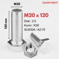 ราคา กลอนหกเหลี่ยมสแตนเลส M20X120 - กลอนหกเหลี่ยม 20X120 / M20 X 120 / 20 X 120 SS304 / SUS304 / A2-70 ด้ายเต็ม (57814933986)