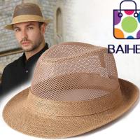 ราคา BAIHEE หมวกแจ๊สปานามา, หมวก Fedora ตาข่ายระบายอากาศ, แฟชั่นหมวกตกปลาแห้งเร็ว Unisex (46964333629)