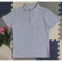ราคา เสื้อคอปกแขนสั้นลายทาง Uniqlo สีฟ้าขาว (24180512525)
