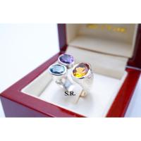 ราคา 0%10 เดือน S.R.แหวนทองคำขาวพลอย 3 สี อเมทีสต์แท้ บุษราคัมแท้ สวิตบลูแท้ น้ำหนักพลอยรวม 4.00 กะรัต น้ำ100 พร้อมใบรับรองสิ (26039585172)