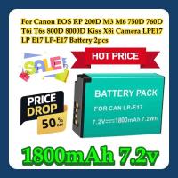 ราคา สําหรับ Canon EOS RP 200D M3 M6 750D 760D T6i T6s 800D 8000D Kiss X8i กล้อง 1800mAh LPE17 LP E17 LP-E17 แบตเตอรี่ 2 ชิ้น (50262128946)