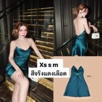 ราคา เดรสสั้นสายเดี่ยวสีแดงเลือดหมู❤️เปิดหลังงานป้ายlinda# ไซร์xs (28906821619)