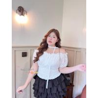 ราคา VIAN​ เสื้อครอปลูกไม้ปาดไหล่ผ้านิ่ม (42420775250)