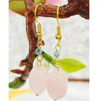 ราคา ️ ️ ️ ️ ต่างหูโรสควอตซ์ธรรมชาติห้อย / Subang Juntai Rose Quartz (45565091264)