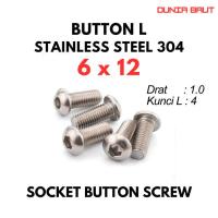 ราคา ปุ่ม L M6X12 / ปุ่ม Bolt L 6X12 / M6 X 12 / 6 X 12 - สกรูปุ่มซ็อกเก็ตสแตนเลส SS304 (49314958685)