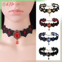 ราคา [APJ] Lace Nelace Collar Choker Velvet Crystal Vintage Gothic Chain Pendant [ใหม่] (58113935201)