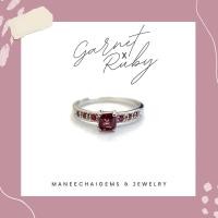 ราคา แหวนเงินแท้ 925 แหวนฝังโกเมน ด้านข้างฝังพลอยทับทิม (17405310083)