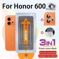 ราคา 3 In 1 Honor 600 ความเป็นส่วนตัวคลิกเดียวกระจกนิรภัยกันกระแทกป้องกันหน้าจอสําหรับ Honor 600 Lite Pro 400 X7C X7D X8D X9D ฟิล์มคาร์บอนไฟเบอร์ (43531374404)