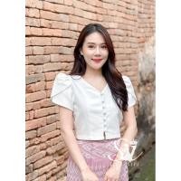 ราคา ชุดไทยทำบุญ SIRA SIRI เสื้อผ้าไหมคอหัวใจ ผ้าถุงสำเร็จรูปทอลาย (22364859419)