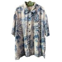 ราคา เสื้อฮาวายลายต้นไผ่สีฟ้าอ่อนกระดุมกะลาวินเทจมากๆ (10178430799)