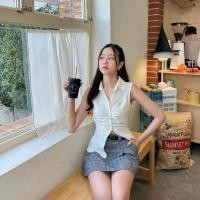 ราคา [Used once] Everymay shop Cheese top - เสื้อเชิ้ต แขนกุด สีขาว (27542818327)