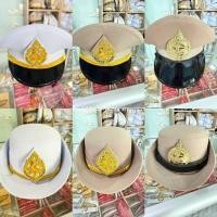 ราคา หมวกหม้อตาลข้าราชการหน้าหมวกสิงห์สีกากี สีขาว (40727879766)