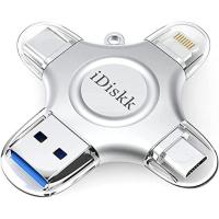 ราคา MFi ได้รับการรับรอง IDiskk 128GB แฟลชไดรฟ์สําหรับ IPhone 17 16 IPad USB 3.0 Lightning Drive 4 In 1 Multi Functional ภายนอกสําหรับ IOS และ Android Samsung โทรศัพท์ประเภท C อุปกรณ์และ (44483424824)