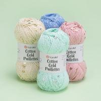 ราคา เส้นด้าย Cotton Gold Pailllettes นําเข้าจาก Yarnart ถักและโครเชต์เสื้อ กระโปรง ผ้าพันคอ (57654018654)