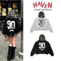 ราคา มี สตูดิโอ เสื้อแจ็คเก็ตทรงหลวมพิมพ์ลายเบอร์ 90 และหมวกลายพราง -เสื้อฮู้ดผู้หญิงแบบหนาสีดําและสีเทา (42911998824)