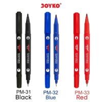 ราคา MERAH Joyko PM-31 Dual Tip Marker / PM-32 / PM-33 ปากกามาร์กเกอร์ถาวร Fine Tip & Needle Tip Black Blue Red Ink - Single - SHESB (46802454358)