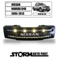 ราคา กระจังหน้า ของแต่ง นิสสัน D40 นาวาร่า 05-13 สีดำด้าน ไฟ LED สีเหลือง โลโก้ขาว NISSAN NAVARA (25236989487)