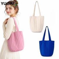 ราคา YUOAI Tote Bag, Striped Pleats กระเป๋าสะพายอเนกประสงค์, กระเป๋าช้อปปิ้งน้ําหนักเบาความจุขนาดใหญ่ Daily Shopping (49963669874)