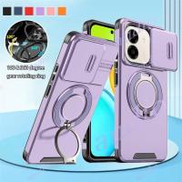 ราคา HONOR X6e 4G หรูหราเลื่อนกล้องเลนส์ป้องกันเคสโทรศัพท์สําหรับ Honor X6e X6E HonorX6e 4G 5G 2026 พร้อมแหวนหมุนวงเล็บกันกระแทกปกหลังสําหรับ Honar Honor x6e X6e 4G (42533525676)