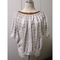 ราคา เสื้อสีขาวคอปาดปักลายแขนค้างคาว (18651094815)