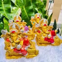 ราคา งานปูนพระพิฆเนศนั่งบัลลังก์ประทานพรองค์จิ๋วปางเสวยสุขประทานพร มี4สี สี แดง ส้ม ม่วง ฟ้า (27702492761)
