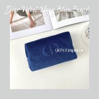 ราคา DIOR- Velvet Navy Blue Cosmetic makeup storage Pouch Clutch organiser beauty (47558275933)