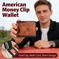 ราคา men's wallet short American brands cards clip gold money multiple European personality American (47110706143)