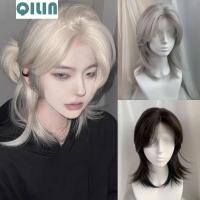 ราคา QILIN Mullet หัววิกผมเรียบ, สั้นตรงหน้าผากลูกไม้วิกผมสังเคราะห์คอสเพลย์วิกผม,ผมปลอมปุยชั้นสีขาวทองอะนิเมะผู้ชายวิกผม (46515957280)