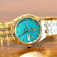 ราคา นาฬิกา ORIENT Three Star รุ่น RA-AB00001 Crystal 21Jewels Mechanical Automatic (เรือนทอง-หน้าเขียว) (28309759681)
