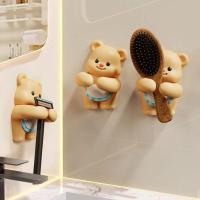 ราคา Bear bathroom comb storage rack, toilet wall washbasin hook, bathroom wooden comb wall-mounted magic tool, small decorative item (55011765363)