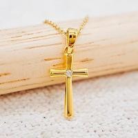 ราคา [PCPY Jewelry] จี้ไม้กางเขนเพชรแท้ ทองคำแท้9K (ทอง37.5%) เพชรแท้น้ำ100 เบลเยี่ยมคัต [9KPP755] (53762537484)