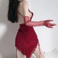 ราคา ถุงมือสีแดงผ้าชีฟองยาว (42405947330)