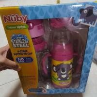 ราคา Nuby 4 stage stainless ชุดขวดใส่ถ้วยพร้อมปลอก 3D (27483238103)