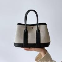 ราคา Handmade Wax Stitching New Style Canvas Garden Bag mini Portable mini Leather Tote Bag Platinum Bag (55365418984)