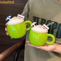 ราคา อิสทาแฟค เซรามิคมะพร้าวแก้วความจุขนาดใหญ่พร้อมหลอดแก้วถ้วยกาแฟสร้างสรรค์ที่มีฝาปิดน่ารักสะดวกจับทําความสะอาดง่ายทนความร้อนน่ารักฤดูร้อน เครื่องดื่ม สํานักงาน (49214666242)