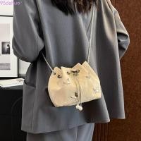 ราคา DAHUO Drawstring Bucket Bag, PU Metal Butterfly Accent Chain Crossbody Bag, Fashion Pearl Pendant Adjustable Strap Lightw Shoulder Bag Travel (50962786486)