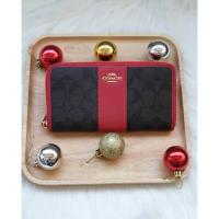 ราคา พร้อมส่ง ‼ ใหม่ Coach กระเป๋าเงินซิปรอบ คาดหนังสีแดง true red (1798916412)