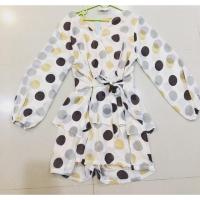 ราคา จั้มสั้นลายจุด สาวอวบผ้าชีฟอง ซับในทั้งตัว สัดส่วน อก 44-37-50 (2507974844)