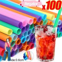 ราคา REGOR 100 ชิ้นหลอดดื่ม,หลากสี สีสันปาร์ตี้อุปกรณ์บาร์หลอดพลาสติกทิ้ง,ฤดูร้อนขนาดใหญ่ 19 ซม.หลอด MilkTea (54114270043)