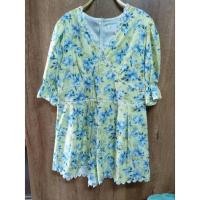 ราคา จั๊มสูทลายดอกสาวอวบซิปหลัง (19136872323)